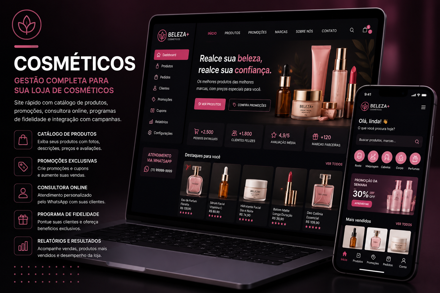 Preview de landing page para Cosméticos