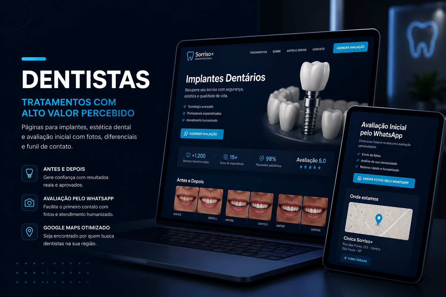 Preview de landing page para Dentistas