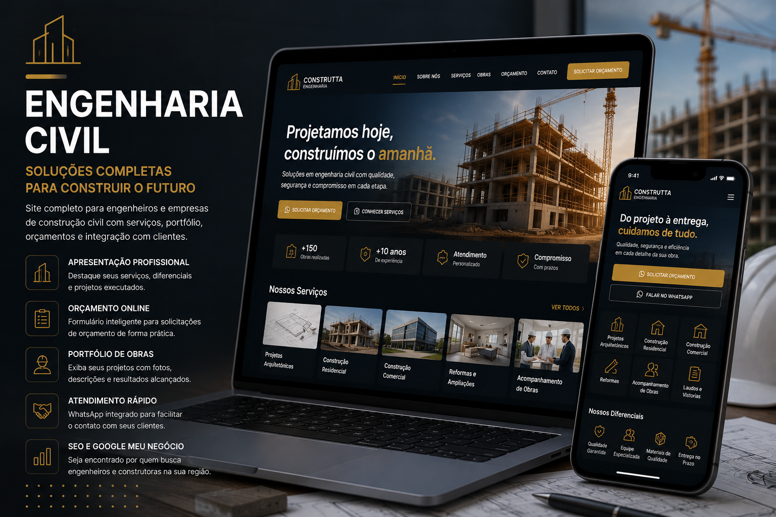 Preview de landing page para Engenharia civil
